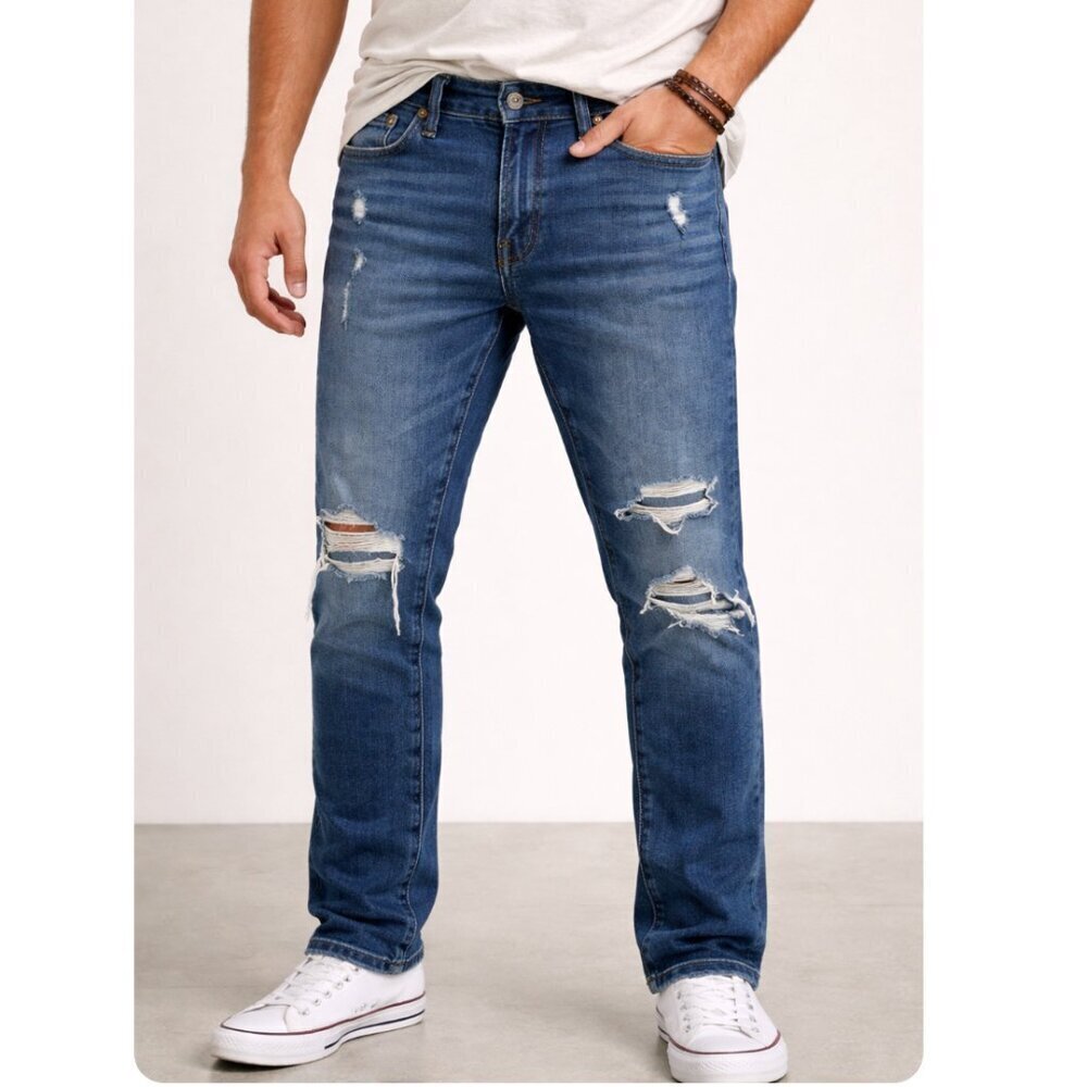 American Eagle Mens AirFlex Skinny Stretch Jeans 29x32 Ripped Denim